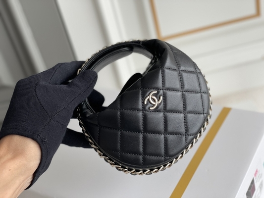 Портмоне монетки сумки щитка Chanel ткани черноты Ap3095 мини 20 дюймов