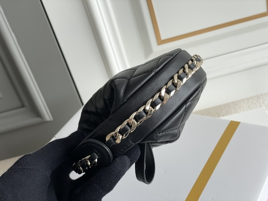 Портмоне монетки сумки щитка Chanel ткани черноты Ap3095 мини 20 дюймов
