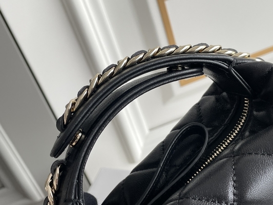 Портмоне монетки сумки щитка Chanel ткани черноты Ap3095 мини 20 дюймов