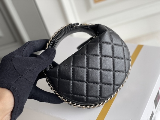 Портмоне монетки сумки щитка Chanel ткани черноты Ap3095 мини 20 дюймов