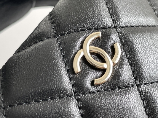 Портмоне монетки сумки щитка Chanel ткани черноты Ap3095 мини 20 дюймов