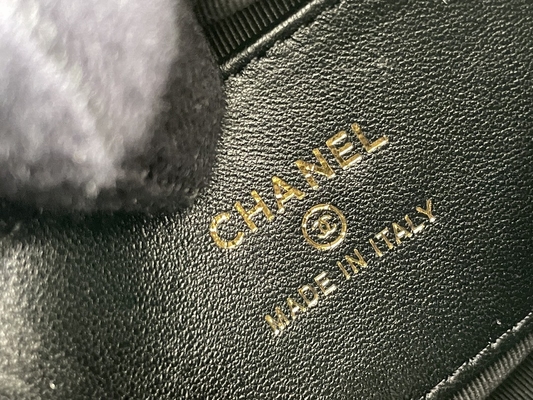 Портмоне монетки сумки щитка Chanel ткани черноты Ap3095 мини 20 дюймов