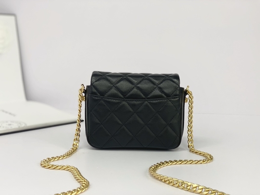 Держатель телефона щитка Chanel сумки посыльного черного Lambskin кожаный заклеймленный