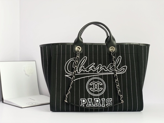 Большое заклеймленное изготовленное на заказ кладет сумку Metalblack Chanel 2,55 телячьей кожи хлопка и белизну в мешки