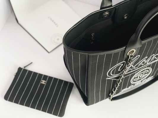 Большое заклеймленное изготовленное на заказ кладет сумку Metalblack Chanel 2,55 телячьей кожи хлопка и белизну в мешки