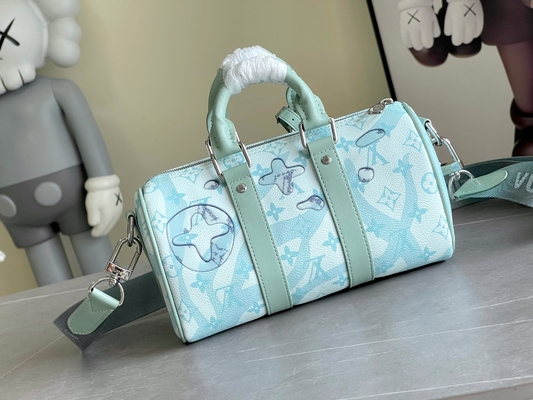 Сумка перемещения Keepall BandoulièRe 50 сумки вензеля LV дела дизайнерские голубая