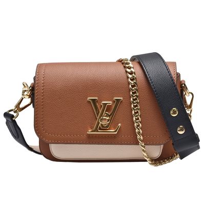Сумка Браун LV Lockme сумки вензеля Grained телячьей кожи дизайнерская нежная
